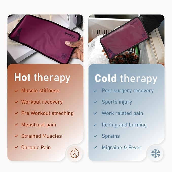 Large Ice Packs for Injuries Reusable - Soft Gel Hot and Cold Packs for Injuries, Hip, Shoulder, Back Pain Relief - 12" x 15" - Purple