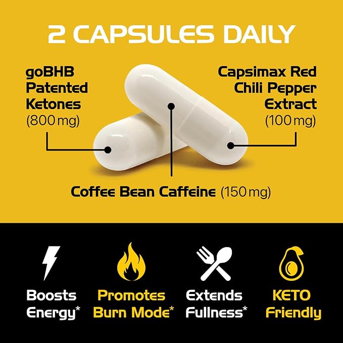 Lipo Burn Keto BHB Exogenous Ketones Supplement - BHB Science Keto Diet Pills with Capsimax and Caffeine for Natural Energy Focus Body Sculpting & Ketosis Support - Vegetarian & Non-GMO (1 Month)