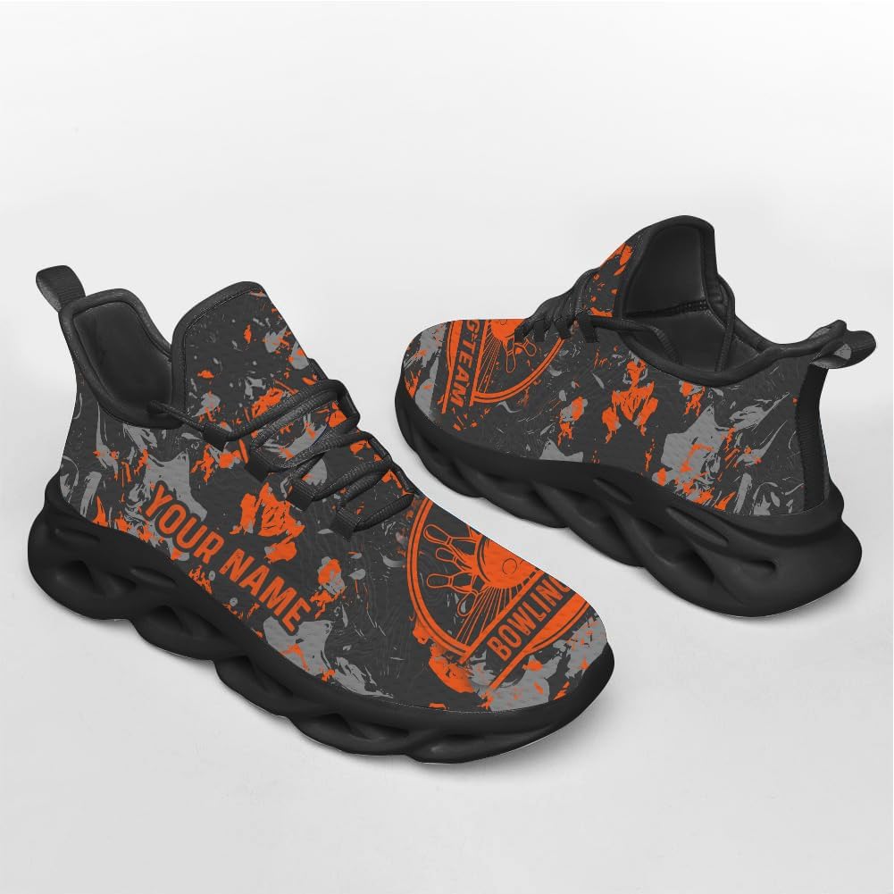 3D Printed Sports Shoes with Bowling-Themed Pattern, Eagle Flag Custom Shoes for Bowler and Bowling Team