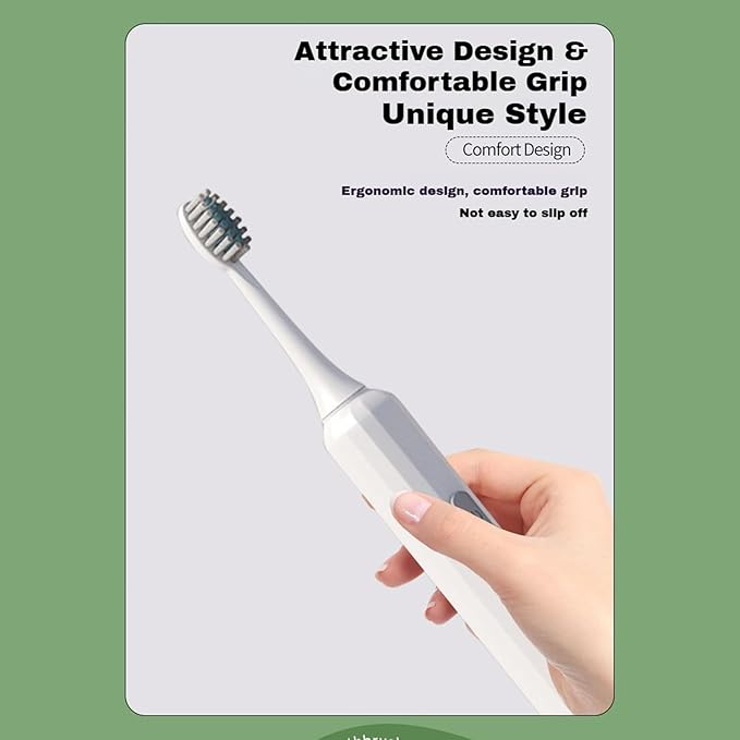 Electric Toothbrush for Adults, 5 Modes USB Rechargeable with 2 Extra Brush Heads, 66000 RPM Sonic Toothbrush with 2-Minute Timer, IPX7 Waterproof, Soft Bristles (White)