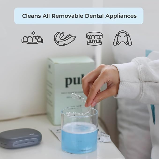 PUL Aligner Cleaner Tablets (Pack of 30) – For Cleaning Invisalign, All Clear Aligners & Retainers – Removes Odor, Stains, Plaque – Cleans Dentures, Night & Mouth Guards, All Dental Removables
