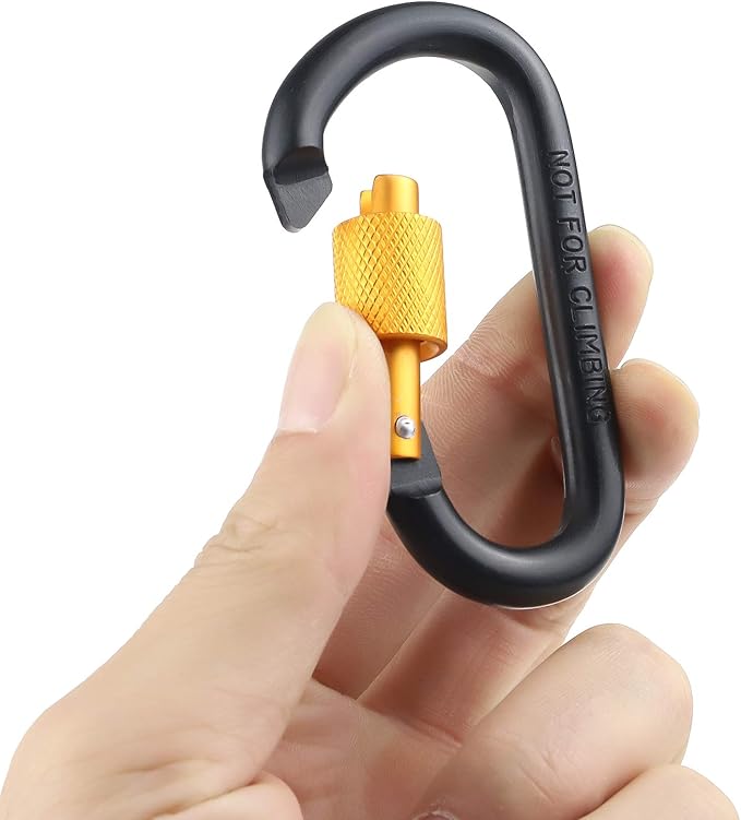 10 Pack Aluminum D Ring Key Rings Hiking Clips Locking Carabiner for Hiking Camping Fishing and Outdoor Use，Clips with Screw Gate Multicolored