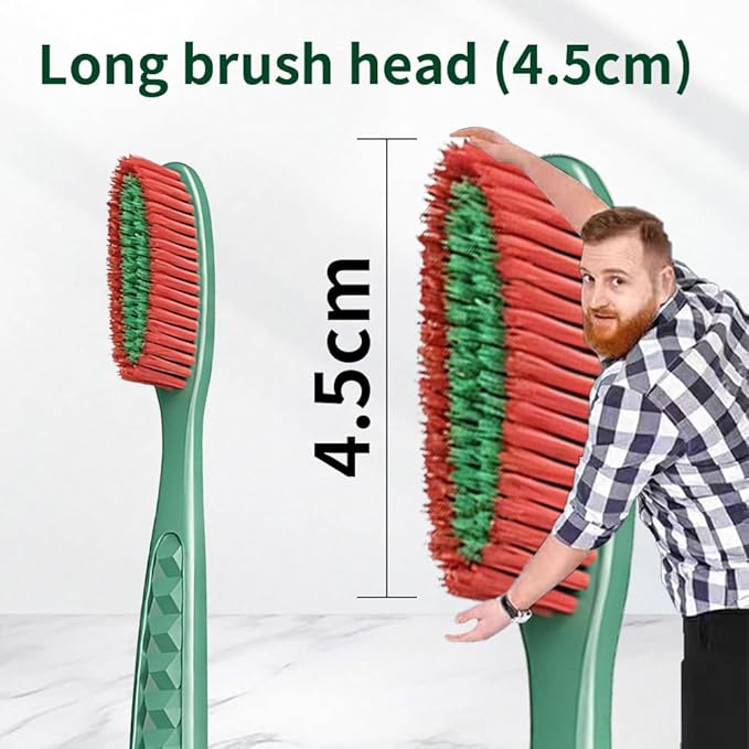 Big Head Manual Toothbrush - 5 Pack, Ultra Soft Bristle Toothbrushes for Adults, Extra Soft Flossing Toothbrush for Sensitive Teeth