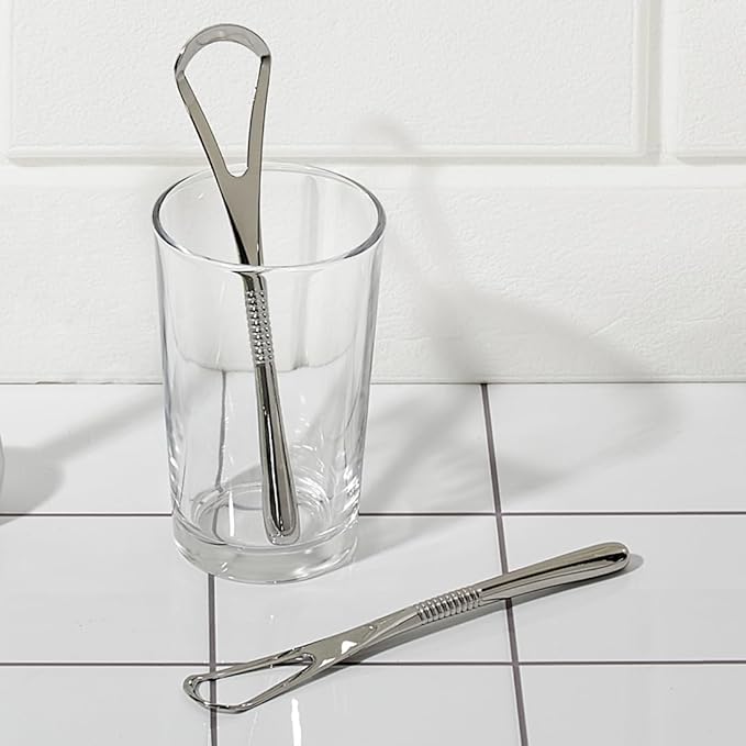 IBANCOOL Tongue Scraper – 316L Stainless Steel Tongue Cleaner with Ergonomic Design to Minimize Gag Reflex, Deep Cleaning Tool, Made in Korea (Wide type for Adults)