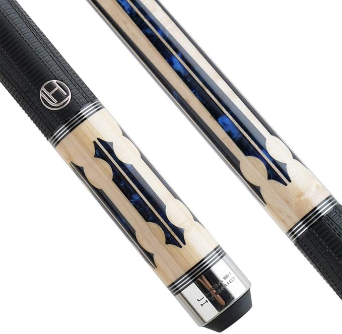 Lucasi Hybrid LHC97 Natural Birds-Eye Maple with Blue Crushed Velvet Inlays Technology Cue