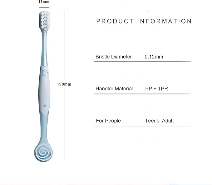 V-Shaped Orthodontic Toothbrush Dental Brush for Braces, for Kids/Teens/Adult, for Sensitive Teeth, for Delicate Gums, Soft Bristles, Toothbrush for Braces, with Tongue Cleaner, Blue, 3pcs