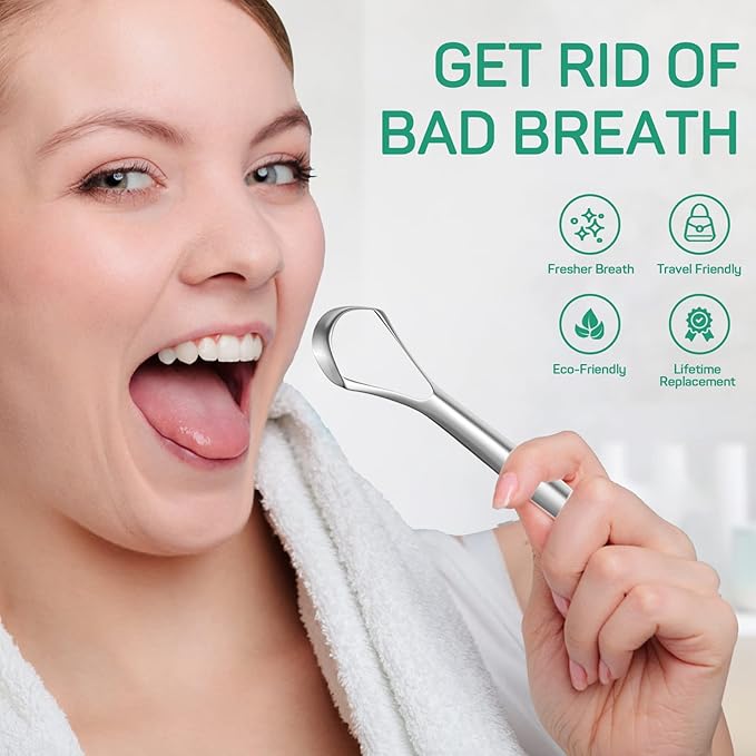 RONAVO Tongue Scraper Cleaner for Adults and Kids with Handy Travel Case, Professional Heavy Duty Scraper, Healthy Oral Care, Fights Bad Breath Odor, Easy to Use, 2 Sizes (4 Pack)