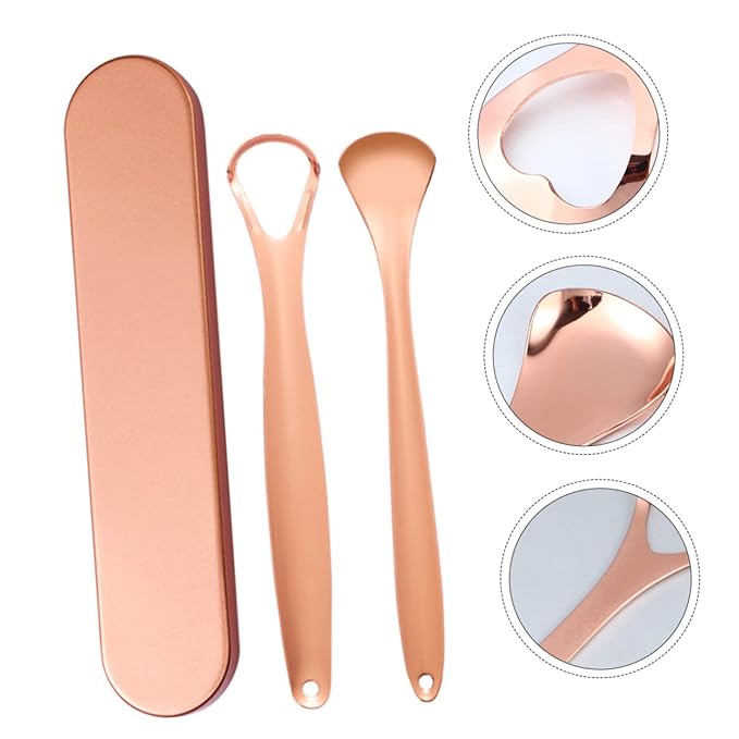 1set Stainless Steel Tongue Scraper for Oral Tongue Coating Travel-friendly Design Easy to