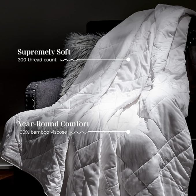 LUXOME Lightweight Blanket | 100% Rayon (Viscose) from Bamboo Fabric & Fill | Full/Queen - 86"x92" | Super Soft | Thermal-Regulating | White