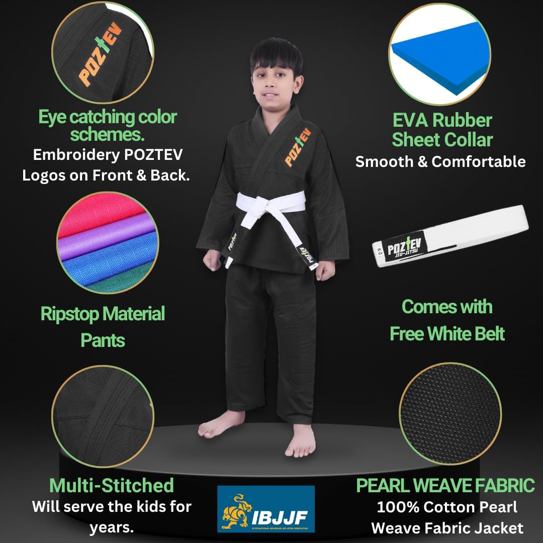 Kids Brazilian Jiu Jitsu Gi For Kids BJJ Gi Youth Grappling Kimonos Preshrunk Lightweight Martial Arts Uniform
