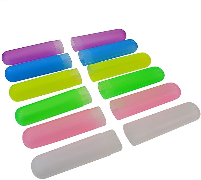12PCS Plastic Toothbrush Case Six Colors Portable Dust-proof Toothbrush Cases Toothbrushes Holder for Daily and Travel Use (12)