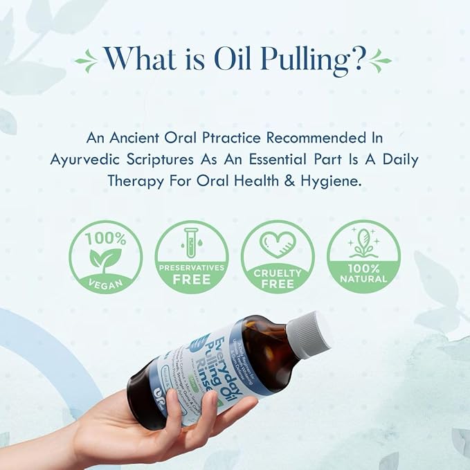 UpOne Whitening Oil Pulling Rinse - Unmatched 25+ Herb Oil Blend, Teeth Whitening Advanced Alcohol Free Ayurvedic Formula, Fresh Mint Flavor, Eliminates Bad Breath, Brighten Teeth Naturally - 8 fl. oz