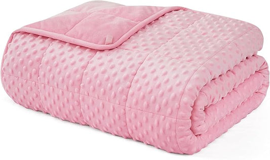 L'AGRATY Weighted Blanket for Adult - 48"x72" 15lbs Minky Dots Heavy Blanket with Glass Beads: Soft Breathable for All-Season Summer Fall Winter Thick Comfort for Sleeping