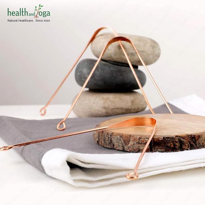 HealthAndYoga™ qSwipe Lite Copper Tongue Cleaners (Pack of 6) – Prevents Bad breath, Improves taste- Flexible, Curved ends provide good grip – Complete Oral Care/Hygiene for Travel/Office/Home