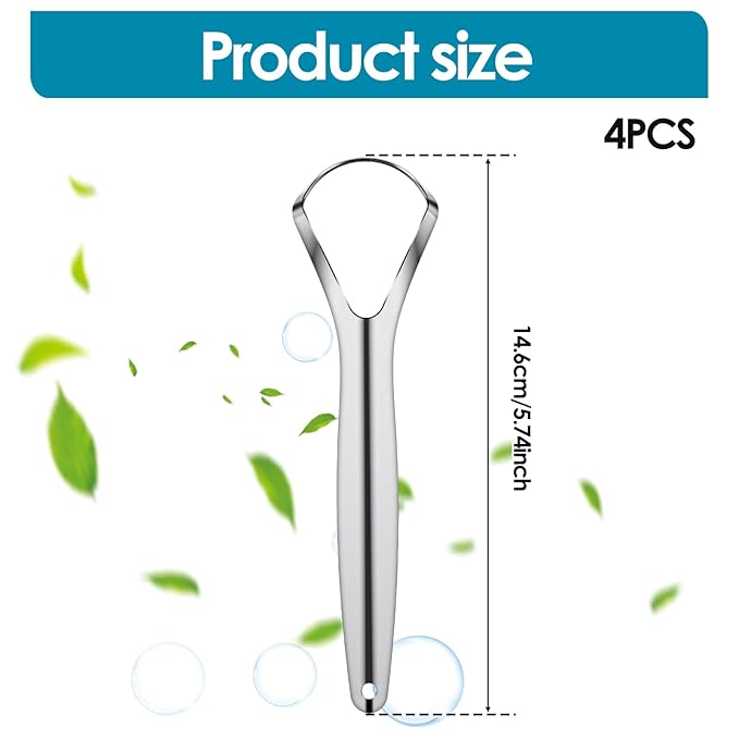 4 Pcs Tongue Scraper Stainless Steel Tongue Cleaners Wide Head Tongue Cleaner Tool Reduce Bad Breath Tongue Scraper for Fresh Breath