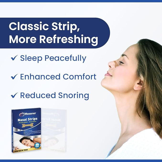 Nasal Strips for Snoring & Breathing – Soft, Plastic-Free Nose Strips for Sleeping – Drug-Free, No Magnet Design for Comfortable Airflow (100 Count)