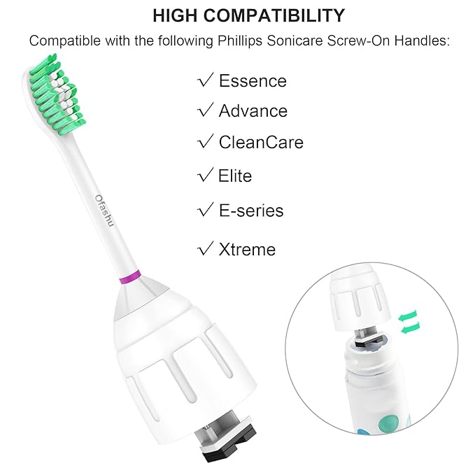 Replacement Heads for Philips Sonicare E-Series - Ofashu Brush Head Compatible with Essence Xtreme Elite Advance 7022 5610 White, 6 Packs Screw-on Electric Toothbrush