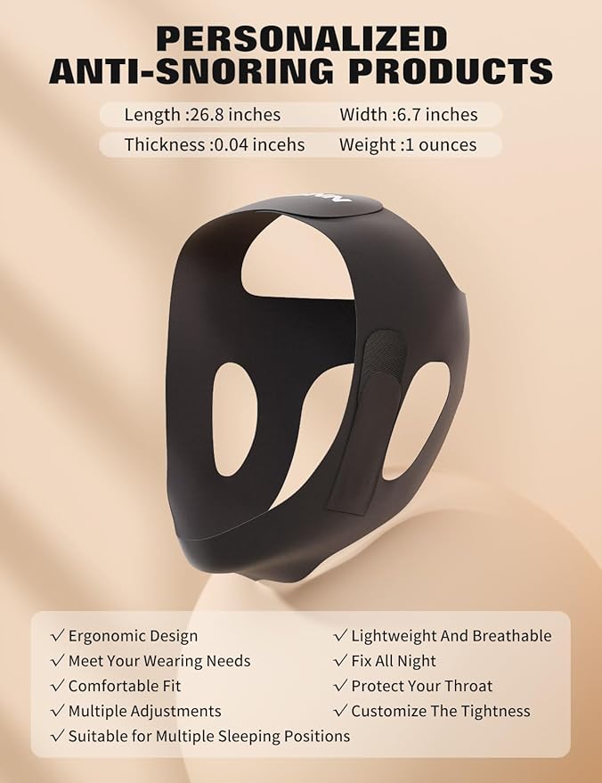 Chin Strap for Sleeping,Anti Snore Chin Strap for CPAP Users,Anti Snoring Devices Breathable and Reusable for Men and Women,Simple and Effective Snoring Solution