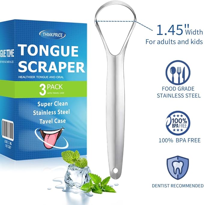 Tongue Scraper for Adults kids Metal Tongue Cleaner for Oral Hygiene Bad Breath