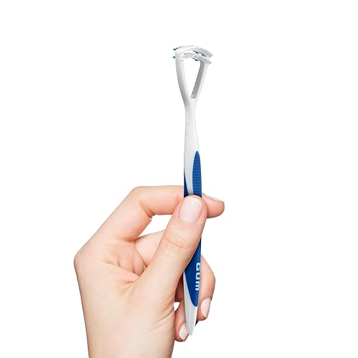 GUM Tongue Cleaner - Dual Action Soft Bristled Tongue Brush with Tongue Scraper for Better Oral Hygiene - Bad Breath Treatment (Pack of 3)