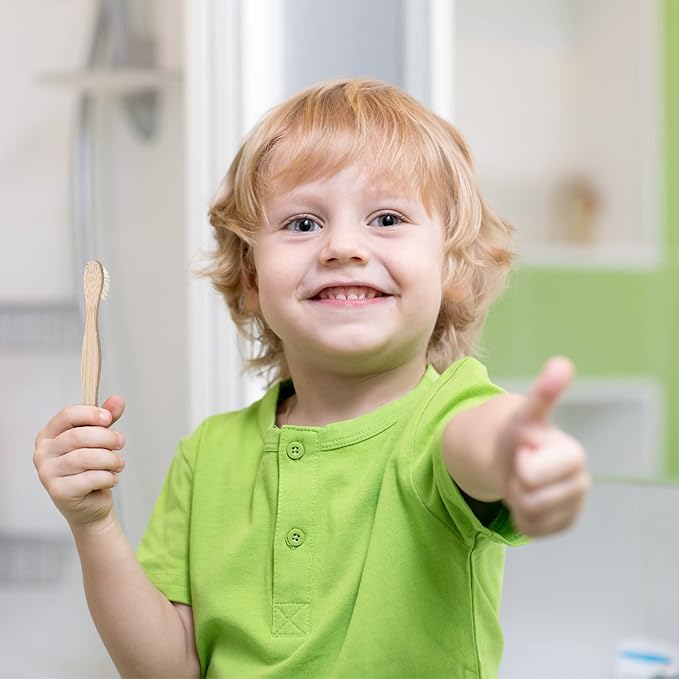 Estune 48 Pcs Kids Bamboo Toothbrushes Soft Bristle Individually Wrapped Toddler Toothbrush Manual Travel Tooth Brushes for Kids Children Adults School Travel Teeth Oral Supplies 5.7 Inch