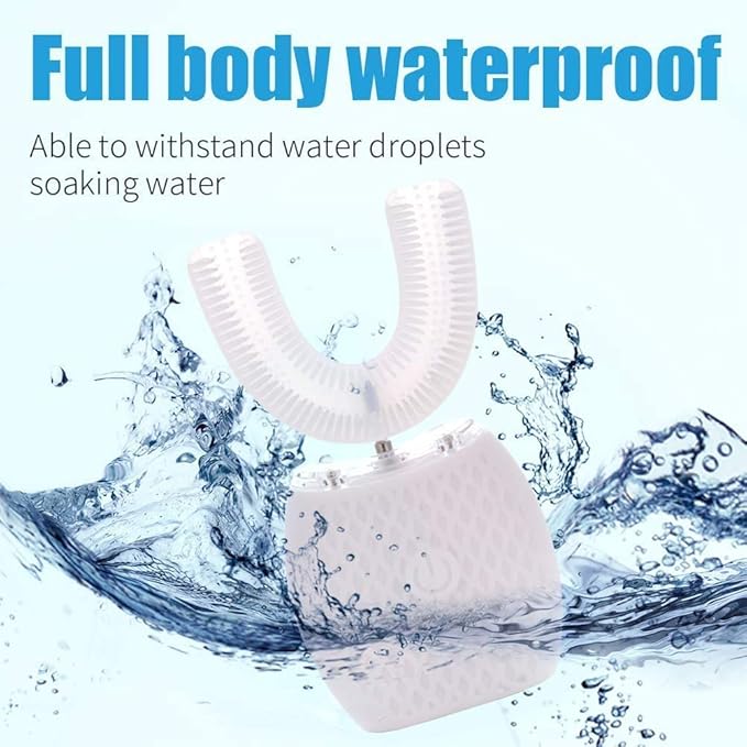 MAYBUY Automatic Ultrasonic Toothbrush,Electric Toothbrush for Adults,360° Electric Brush 45'' Automatic Timer Wireless Charging Washable Travel Home Dual-use (White, 1)