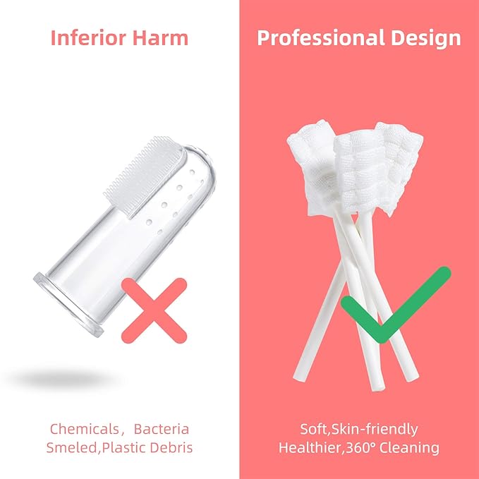 dearlomum Baby Tongue Cleaner, Newborn Toothbrush, 96PCS Disposable Infant Toothbrushes, Gauze Gum Cleaner Toothbrush Baby Oral Cleaning Stick Dental Care for 0-36 Months