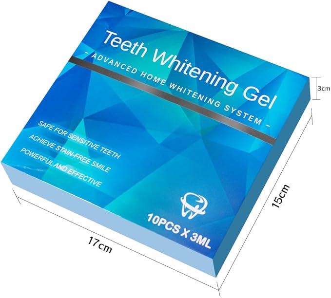 10 Pcs 3ml Teeth Whitening Gel Refills Bleaching Gel, Tooth Whitener Gel Kit for Home Use, Works with Teeth Whitening LED Light and Tray