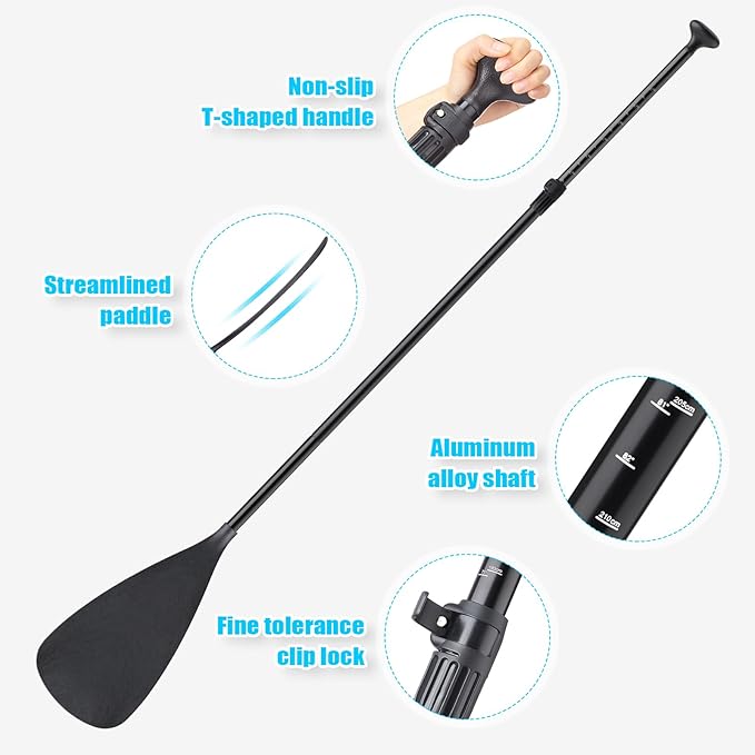2 Set of 3 Pieces Sup Paddle Board Paddle Kayak Adjustable Stand up Oar Aluminum Alloy Lightweight Replacement Paddleboard Detachable Aluminum Alloy Shaft for Surfing Fishing