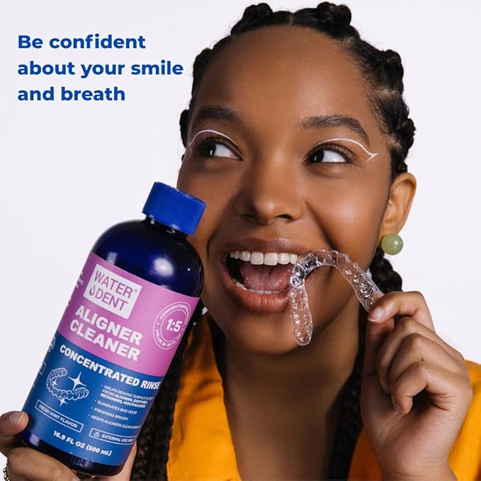 ALIGNER Cleaner Rinse | Concentrated | Clean aligners, retainers, dentures, Mouth Guards, Dental Appliance | 4 Month Supply, Alcohol Free, Minty & Fresh. Made in USA - Pack of 2 (33 fl.oz)