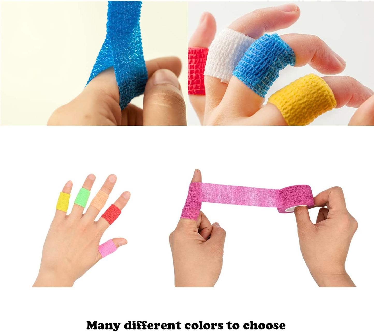 15 Pack Cohesive Wrap 1 Inch x 5 Yards Self Adherent Vet Tape for Pets, Elastic Self Adhesive Bandage Wrap for Sports, Finger, Wrist, Ankle (1 Inch, 15 Colors)