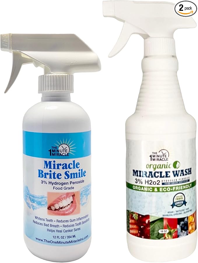 MIRACLE WASH AND MIRACLE BRITE SMILE - 3% Food Grade Hydrogen Peroxide