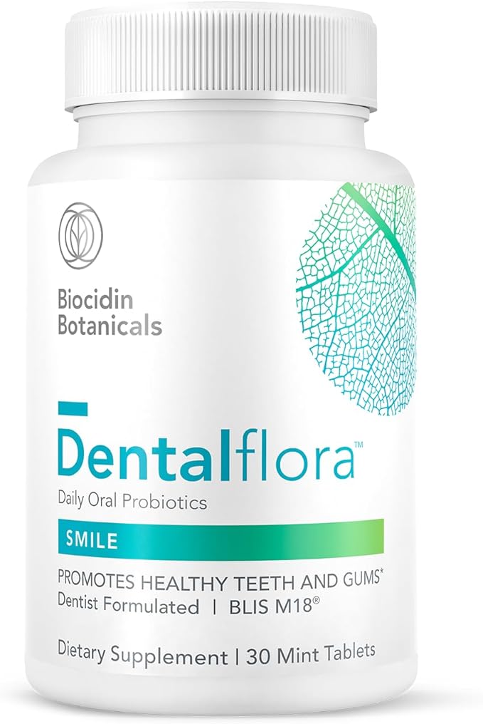 Biocidin Dentalflora Oral Probiotic - Supports Oral Microbiome & Teeth Care - Helps Reduce Formation of Dental Plaque - Breath Freshener Tablets (30 Mint Fresh Tablets)