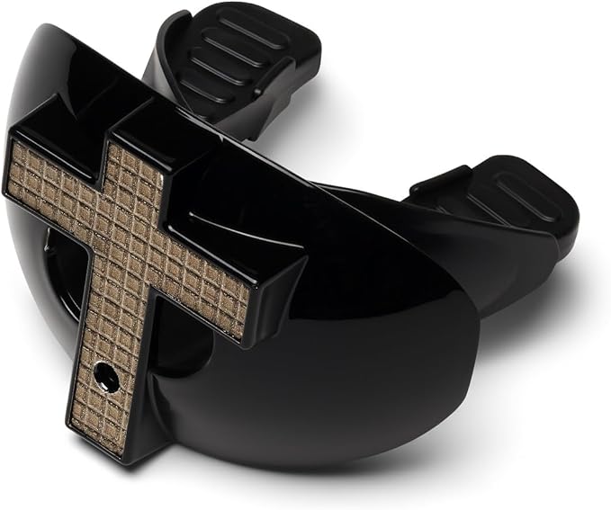 Battle Sports Cross Oxygen Football Mouthguard - Flujo de aire Superior y Mejor rendimiento, máxima protección y transpirabilidad Boquilla de fútbol, funciona con abrazaderas - Black Diamond