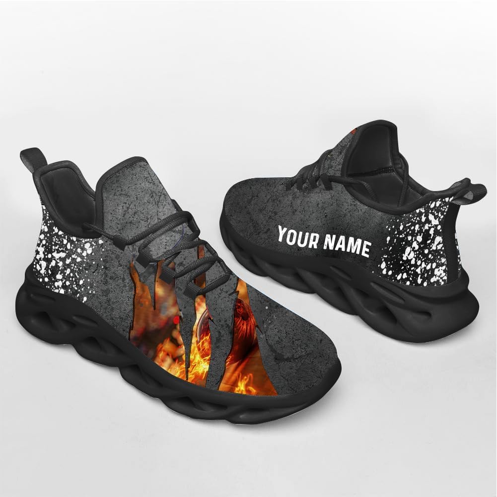 3D Printed Sports Shoes with Bowling-Themed Pattern, Eagle Flag Custom Shoes for Bowler and Bowling Team