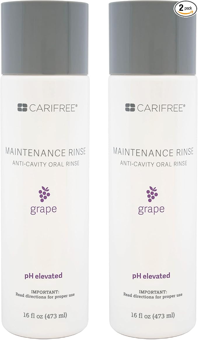 CariFree Maintenance Rinse, Grape Flavored, Anti-Cavity Fluoride Mouthwash, Dentist Recommended, Prevents Oral Decay, Freshens Breath, Alcohol-Free, Neutralizes pH, 16 Fl Oz (Pack of 2), Grape