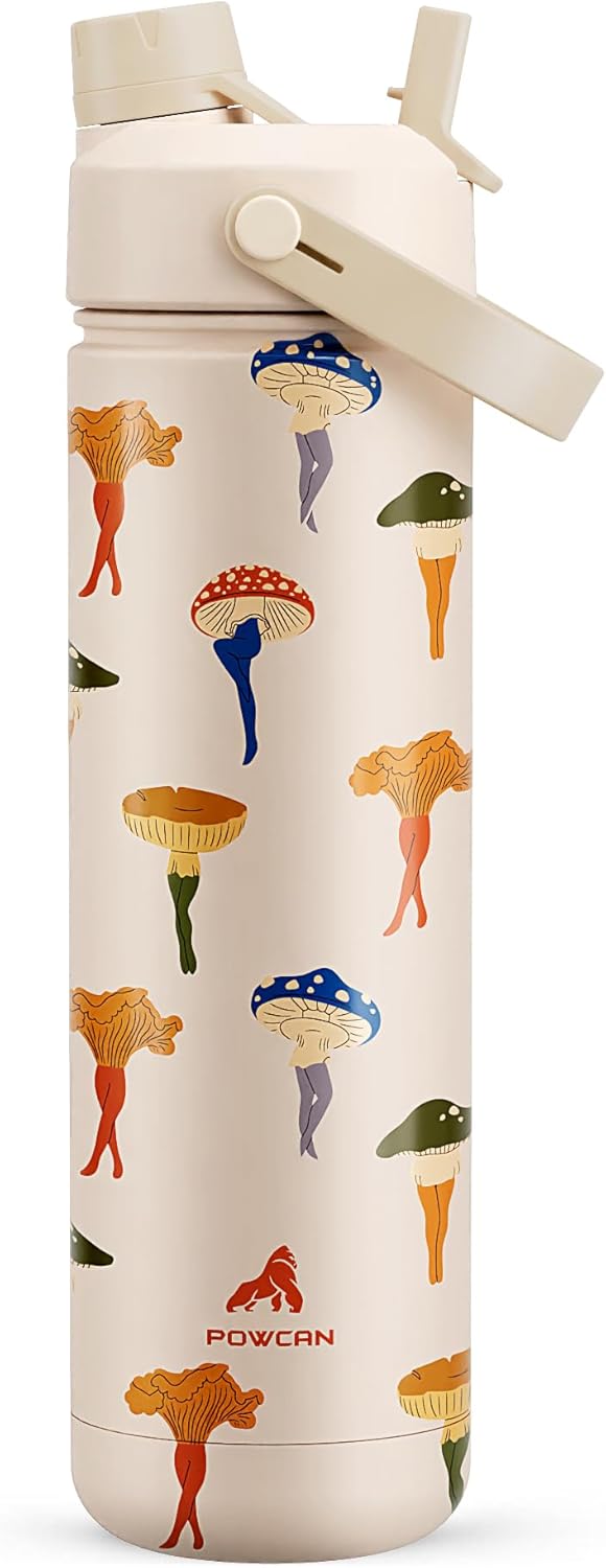 26 oz Insulated Water Bottle with 2-in-1 Straw and Spout Lid, Keep Cold 24H, Leak-Proof, Fits in Car Cup Holder, Stainless Steel Water Bottle for Sports, Travel, Gym, and School (Mushie Muse)