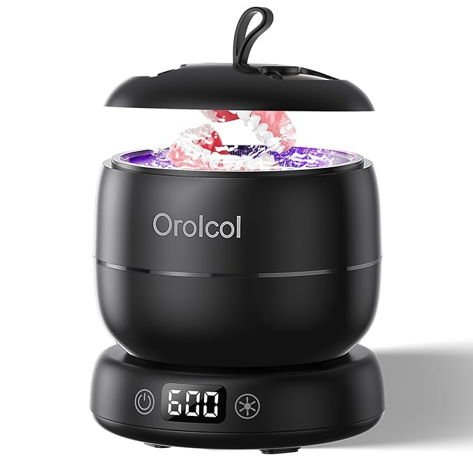 Ultrasonic Retainer Cleaner for Invisalign Portable Waterproof Mouth Guard Cleaner with Timer 3-Mode 180ml Night Guard Cleaner Powerful Cleaning-Best Gift for Braces Users/Christmas