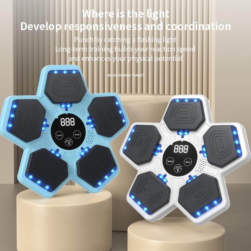 HOTSEVEN 2025 Music Boxing Machine with Boxing Gloves, Smart Bluetooth Boxing Machine with LED Electronic Wall Mounted, Music Boxing Target Workout Punching Equipment for Home(Upgrade)