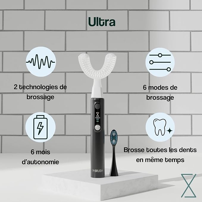 Y-Brush New Ultra 2025 - Sonic Toothbrush 6 Brushing Modes - 6-Month Battery with USB-C, Advanced Plaque Removal, Whitening Technology, Clinically Proven - Adult