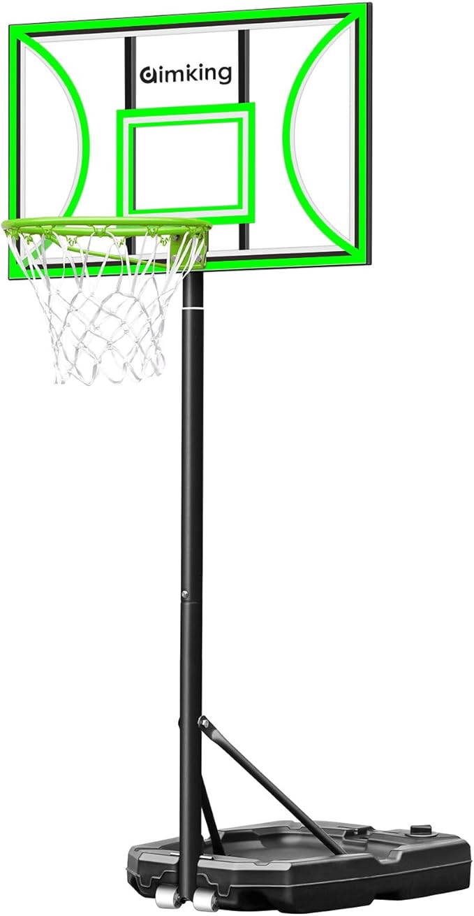 Aimking Basketball Hoop Outdoor 3.3-10FT 5s-Rapid-Adjustable, 40/44 inch Shatterproof Backboard & Enlarged Base, Portable Basketball Hoop & Goal for Kids/Adults/Families in Poolside/Backyard/Indoor