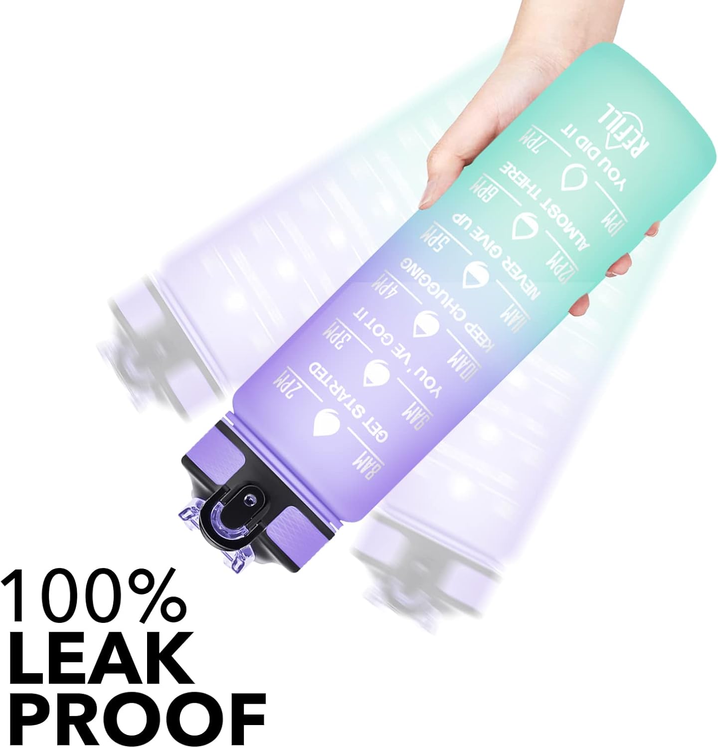 Hyeta 32 oz Water Bottles with Times to Drink and Straw, Motivational Water Bottle with Time Marker, Leakproof, Drinking Sports Water Bottle for Fitness, Gym and Outdoor