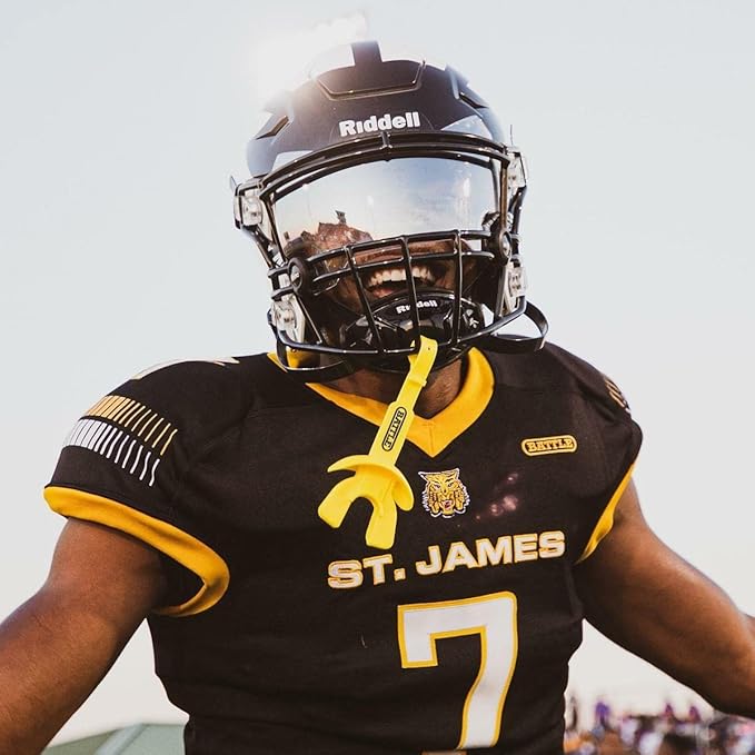 Battle Sports Speed Football Mouthguard with Strap - Oxygen Football Mouthguard Superior Airflow & Better Performance, Maximum Breathability - Black