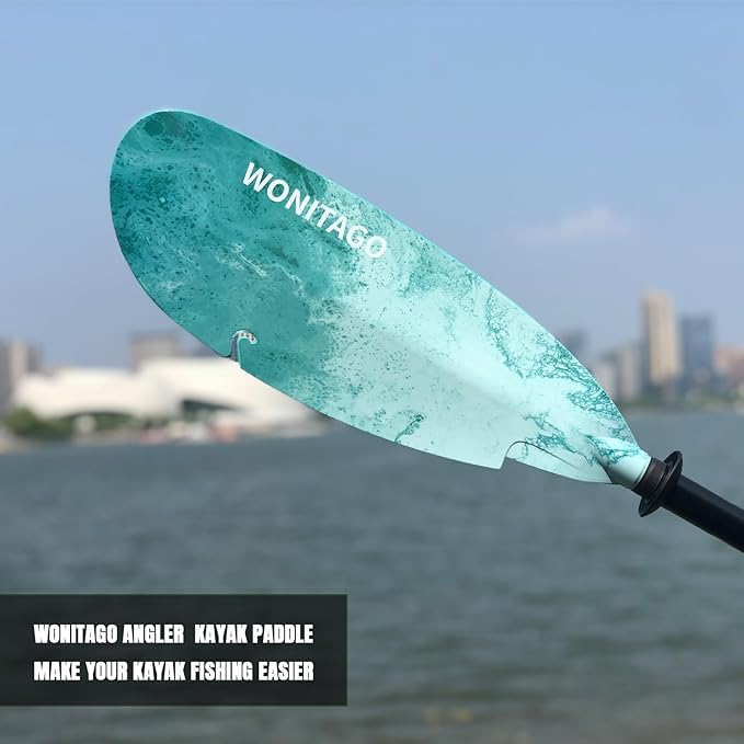 Angler Kayak Paddles Carbon Fiber Shaft and Plastic Blade, Floating Adjustable Fihsing Kayak Oars with Paddle Leash, 230-250cm/90-98 inch