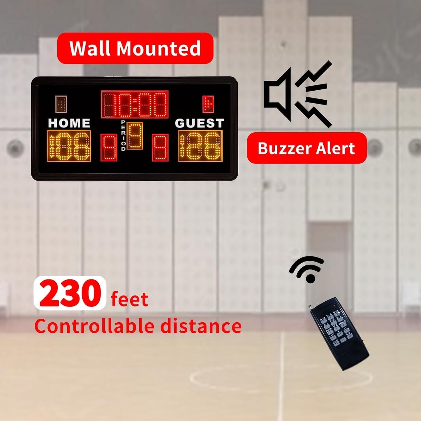 Large Electronic Scoreboard, Basketball Scoreboard with Timer, Digital Scoreboard with Remote, Score Keeper with Buzzer