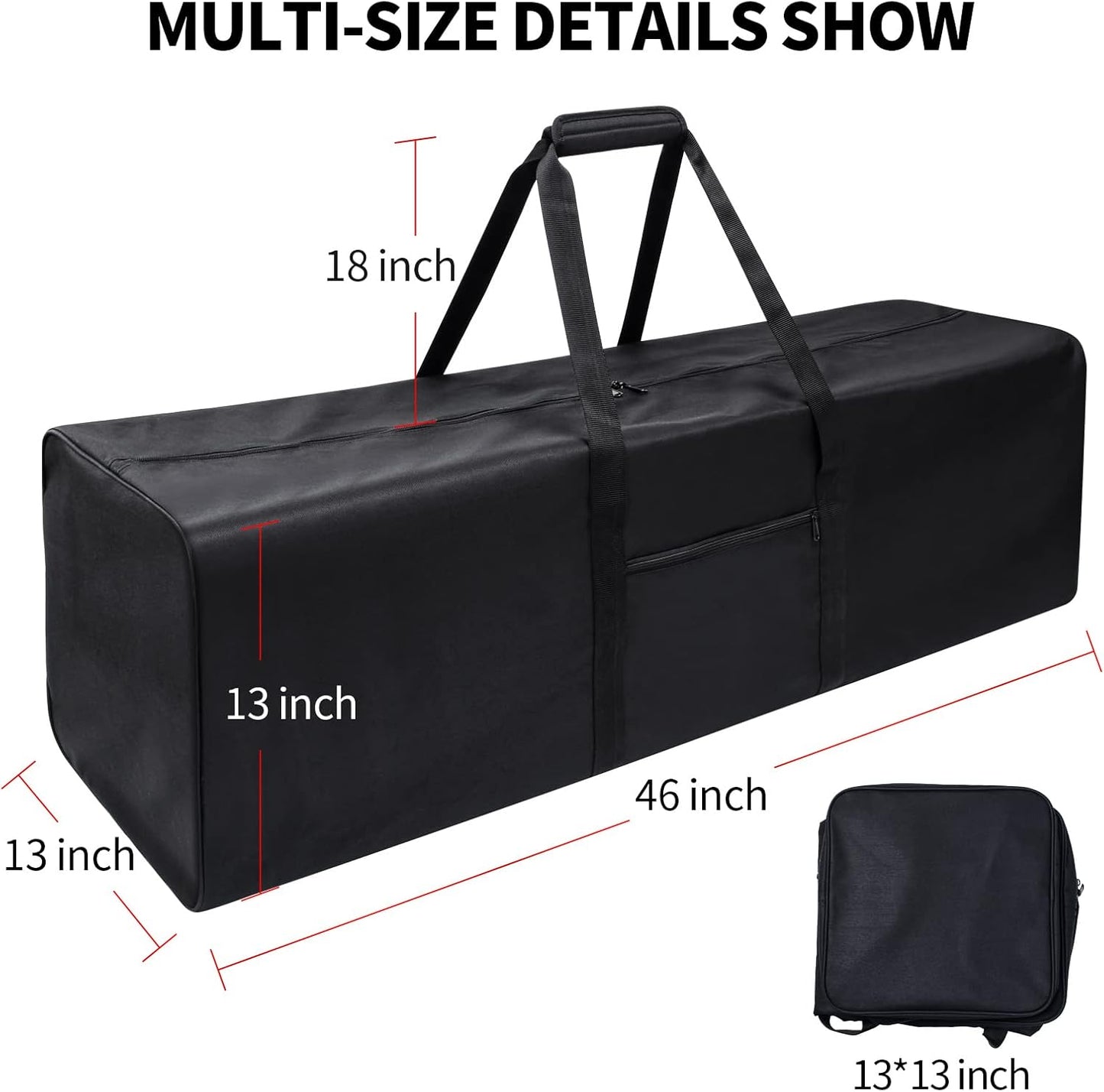 46 Inch Travel Duffle Bag Extra Large Sport Equipment Duffel Bags with 2-way Lockable Zippers(Black 46inch 2Pack)