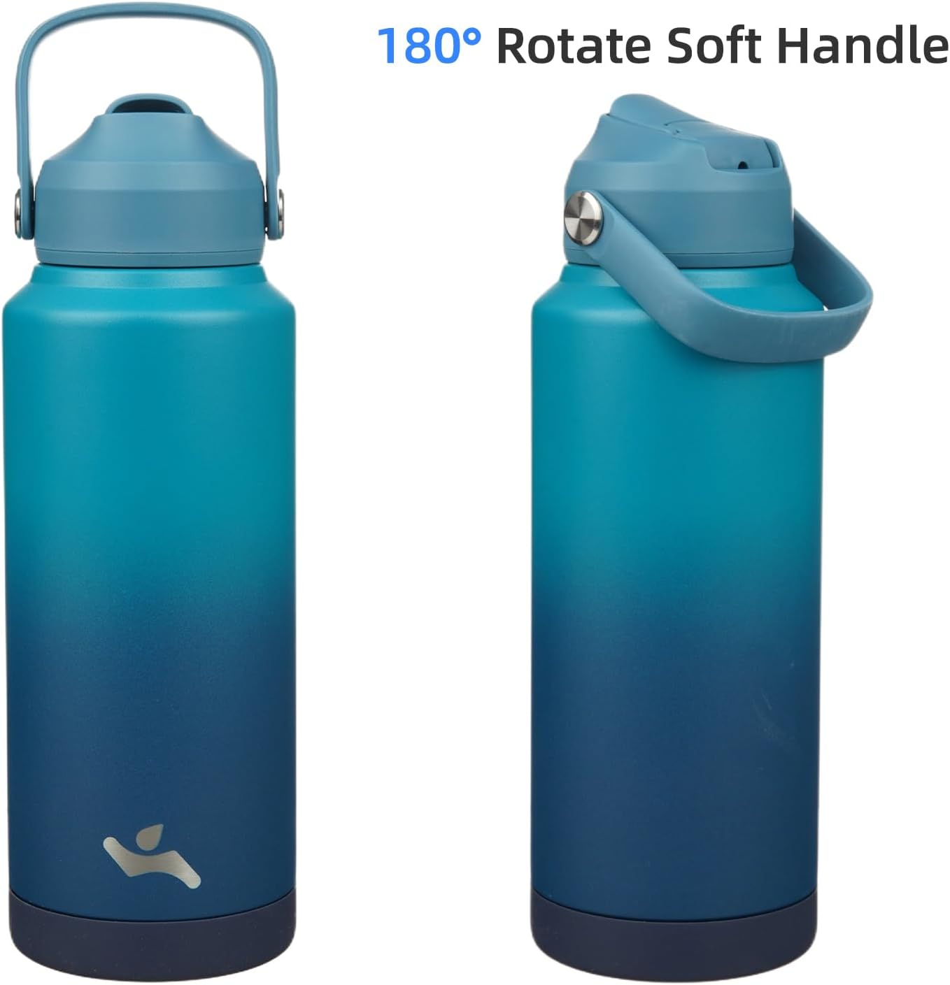 Insulated Water Bottle with Straw Lid,32 oz Stainless Steel Vacuum Metal Bottle with Silicone Handle,Vast