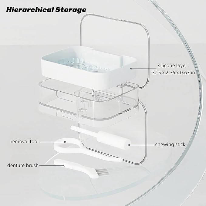 Retainer and Aligner Case - Double Layer with Double Sided Opening Lid, Mouthguard & Night Guard Storage Cleaning Case, with Removal Tool, Brush and Chewer (Green)