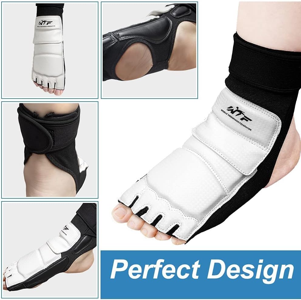 LangRay Taekwondo Sparring Gear Foot Protector Karate Boxing Sparring Foot Guard, Martial Arts Protective Foot Gear for Kung Fu Punch Bag Kickboxing MMA Training