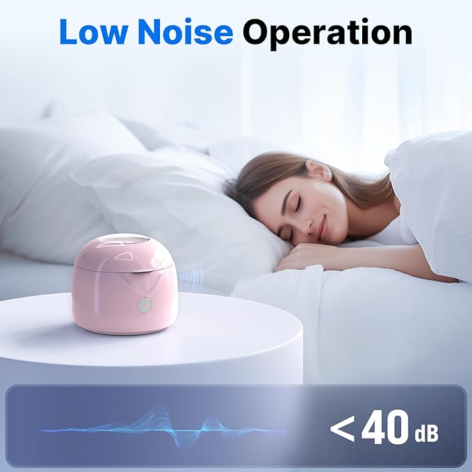 Ultrasonic Retainer Cleaner - UV Dental Cleaning Pod Night Guard Cleaner for Dentures, Aligner, Braces, Toothbrush Heads, Jewelry (Pink)